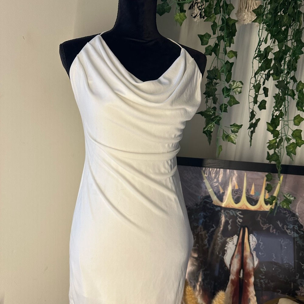 Elegant White Draped Dress